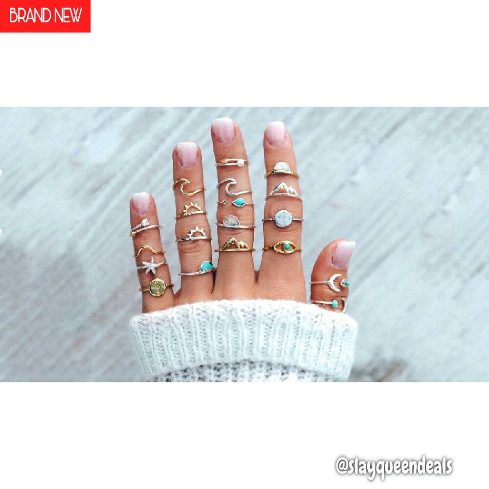 19-Piece Boho Stackable Knuckle Rings Set Adjusta… - image 8
